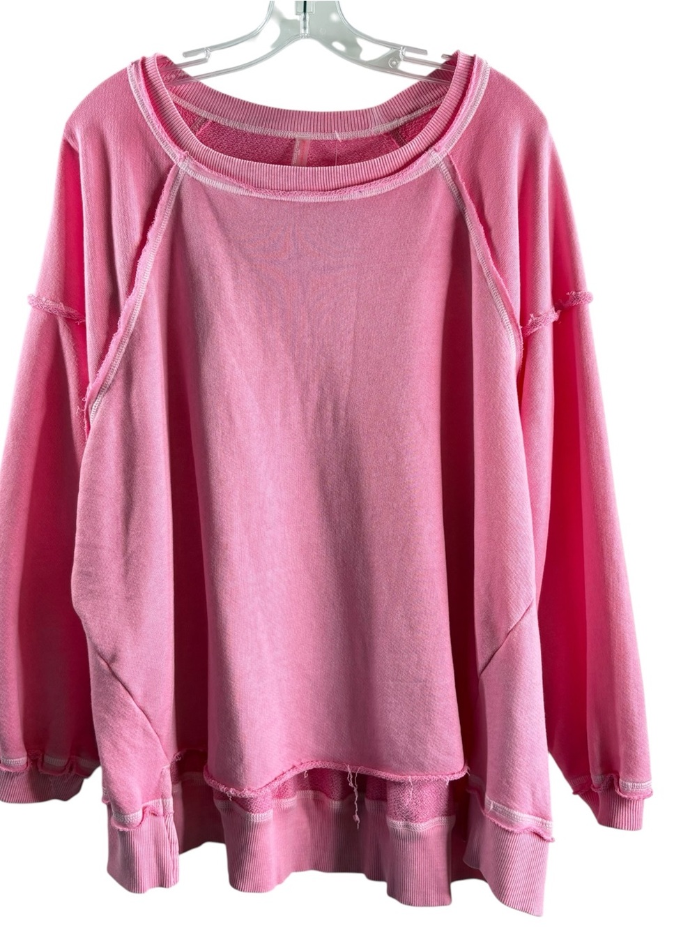 FP Movement by Free People Pink Raw-Edge Oversized Pullover